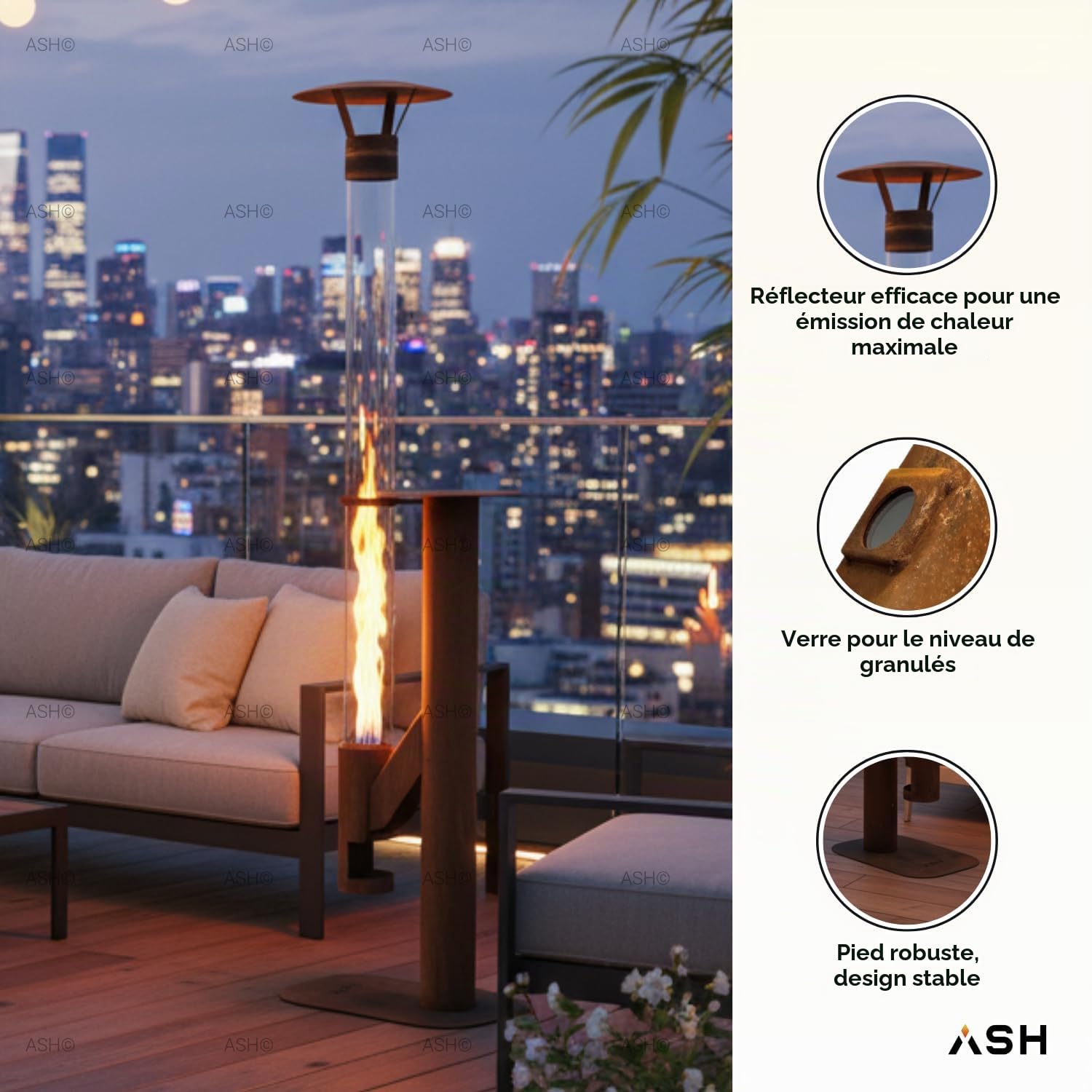 Poêle à granulés Acier Corten 183 cm Cheminée de Jardin Chauffage de terrasse