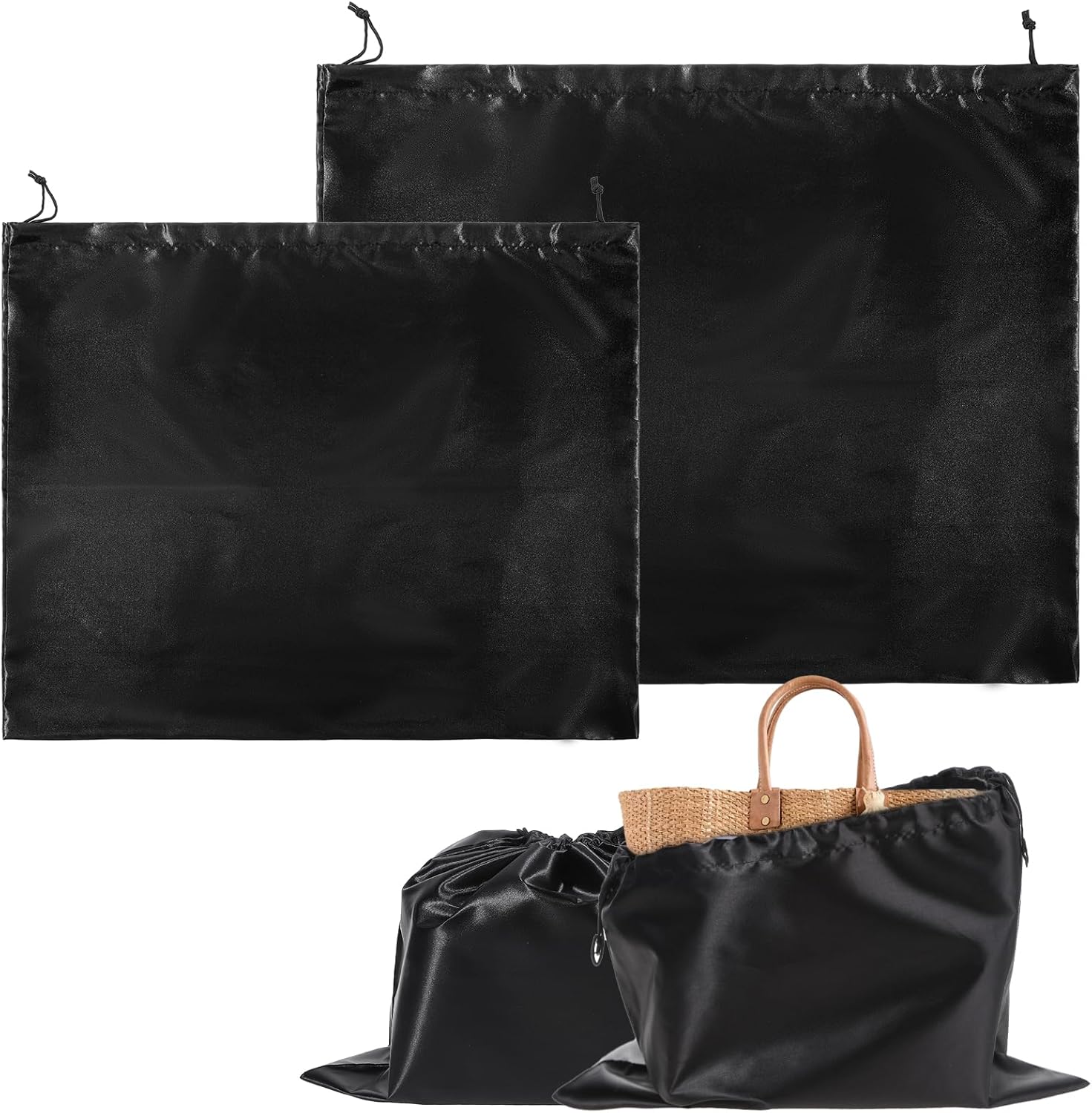 【新品/在庫あり】ハンドバッグ用ダストバッグ2個 防塵巾着バッグ ダストカバーバッグ 財布/靴/ブーツ/旅行収納ポーチ/防水ポータブル 男女兼用 靴の 締め加減調整