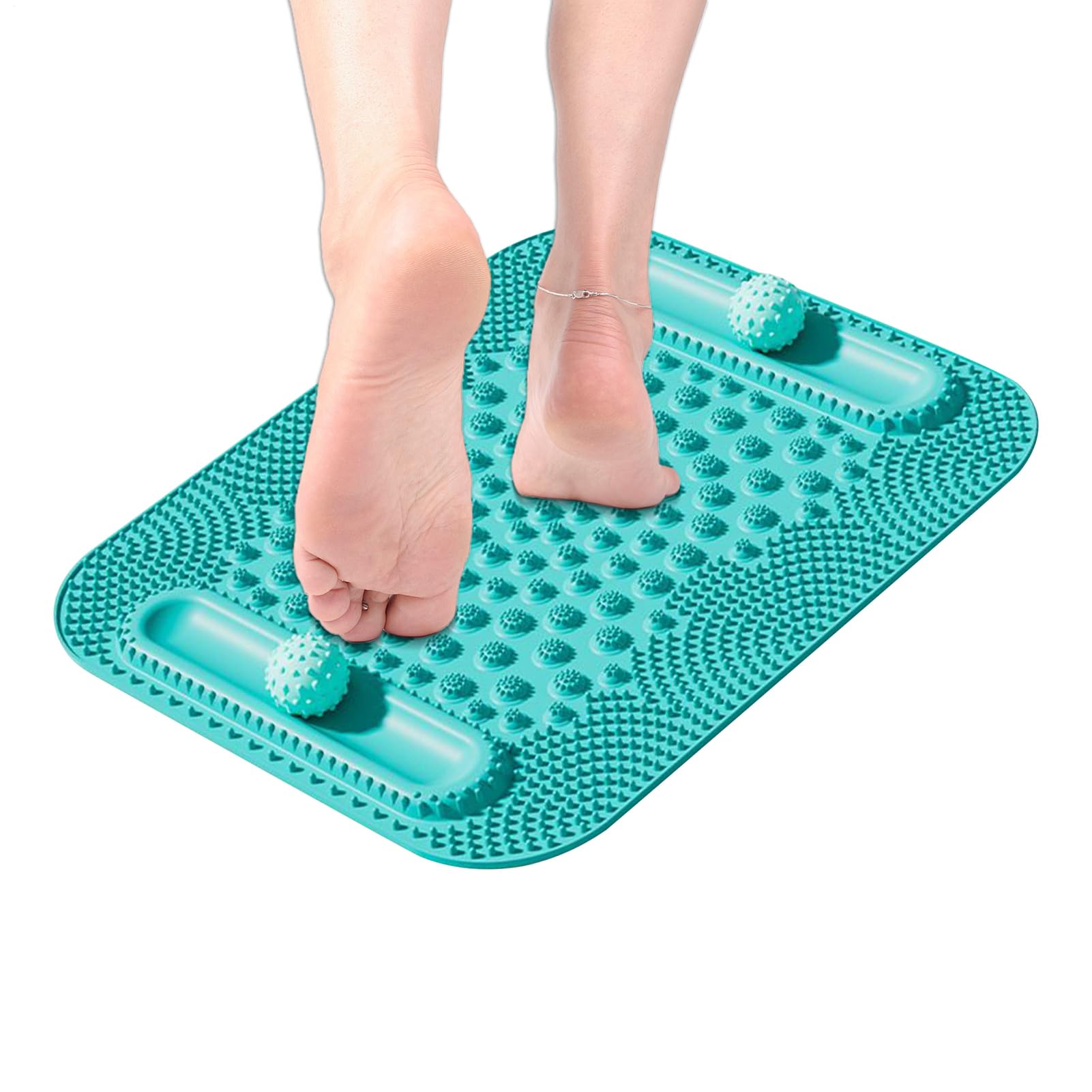 Tapis plantaire à points de pression Stimulateur jambes double piste billes | Tapis de massage réflexologie plantaire Récupération circulation meilleur sommeil hommes