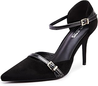 Women's Closed Pointed Toe Heels Ankle Strap Pumps 3.54 in Stiletto Sexy Party Wedding Dress Shoes
