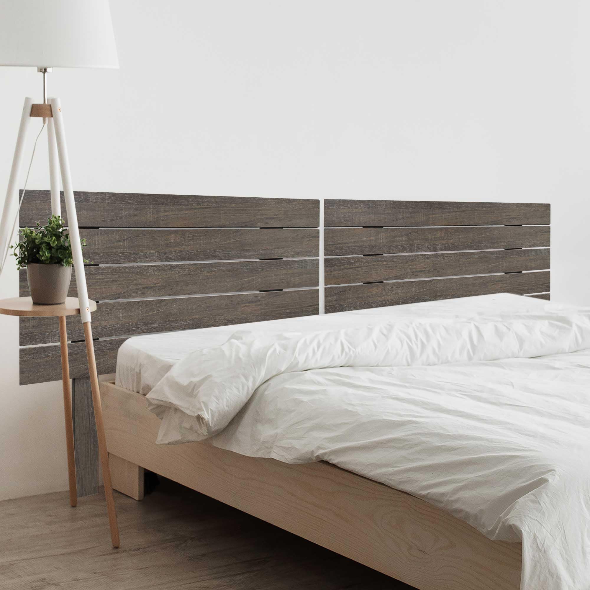 DHOME Cabecero de Madera reciclada DM con Patas Estilo Palet Vertical Cama Palets Herrajes incluidos (180cm Dual, Roble Amazonas)