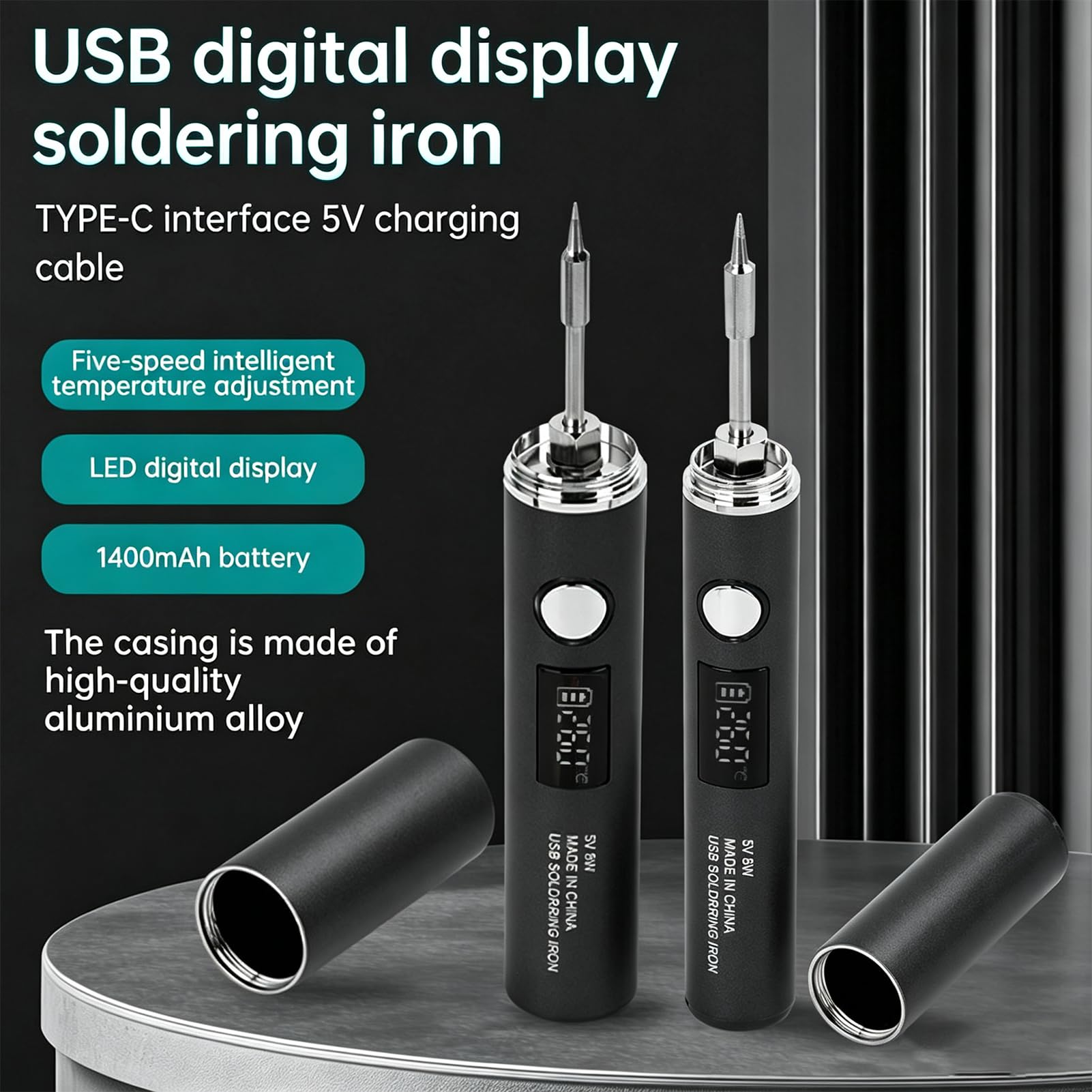 Kit saldatore senza fili,Penna USB 12in1,Riscaldamento 8s,Con Toolkit