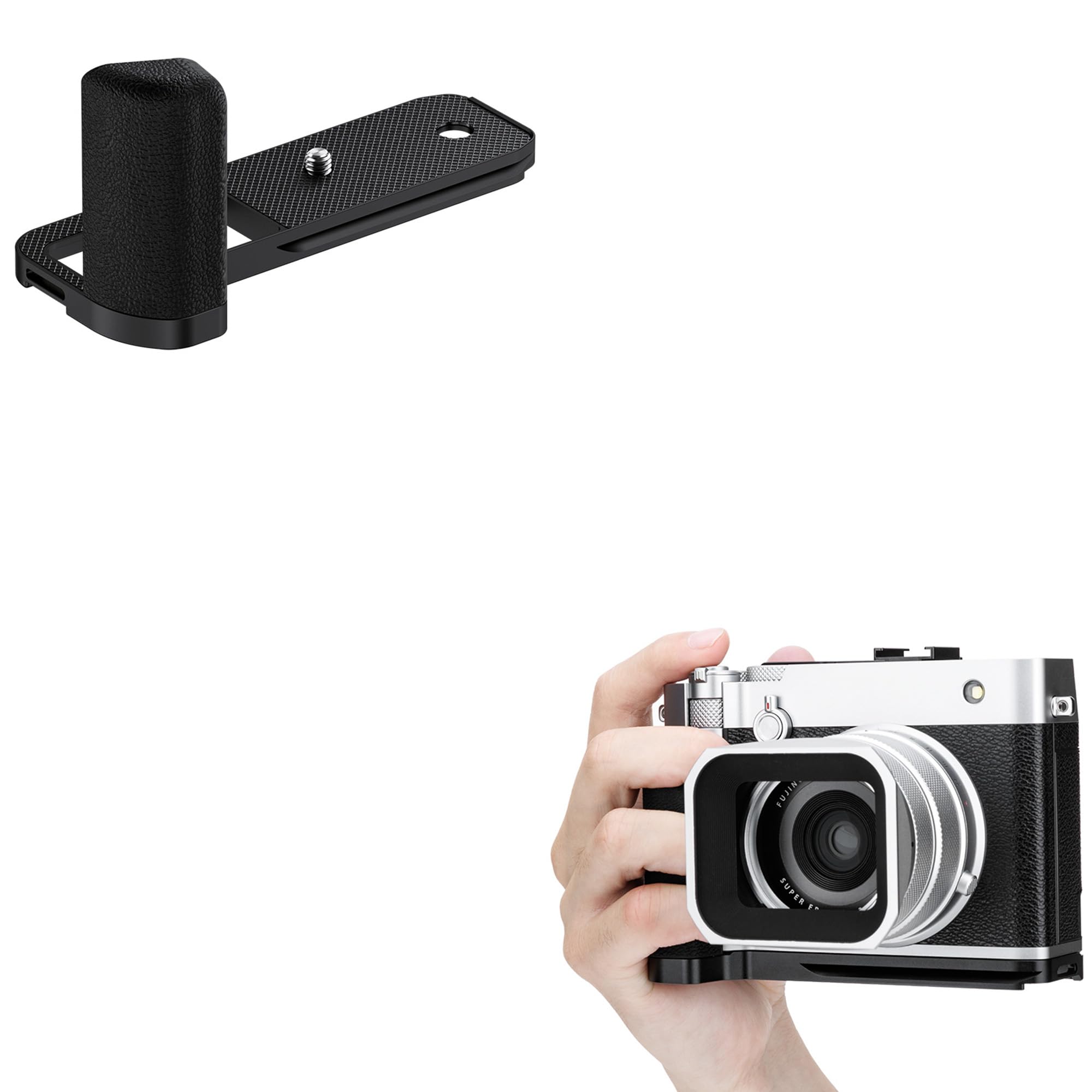 JJC Poignée en métal compatible avec Fujifilm GFX100RF, type Arca à libération rapide, compatible avec Peak Design Capture Camera Clip V3, améliore la sensation de la main