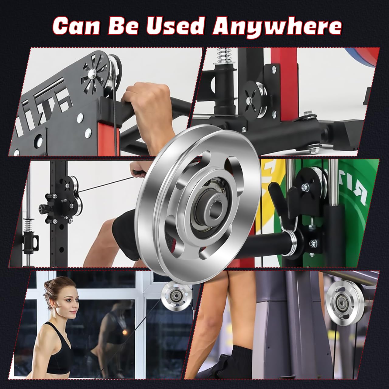 Didiseaon Gym Pulley System Attachments, Heavy Duty Aluminum Pulley Wheel for Home Gym Workout, Smooth Cable Machine Accessories Replacement 3.46in
