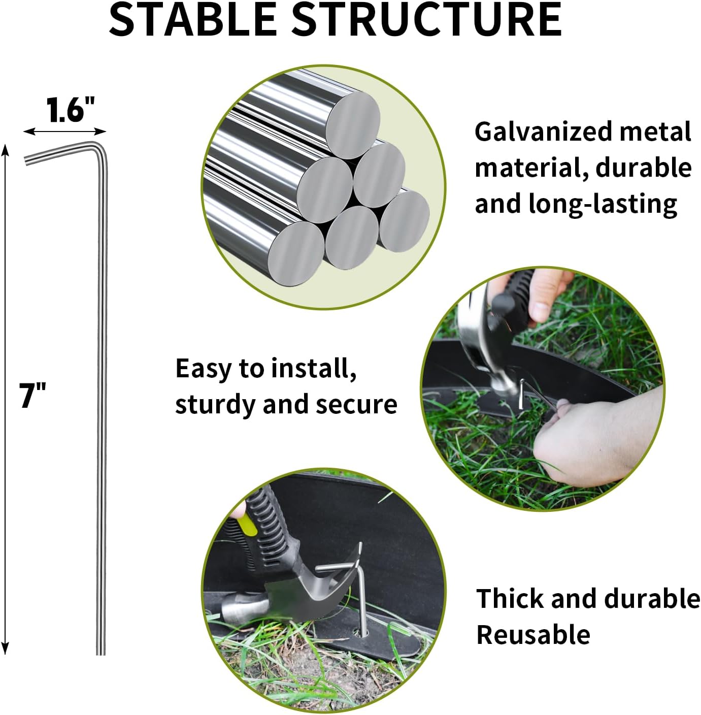 66FT No Dig Landscape Edging, 4 in Tall with 60 Stainless Steel PCS Spikes Garden Edging Border