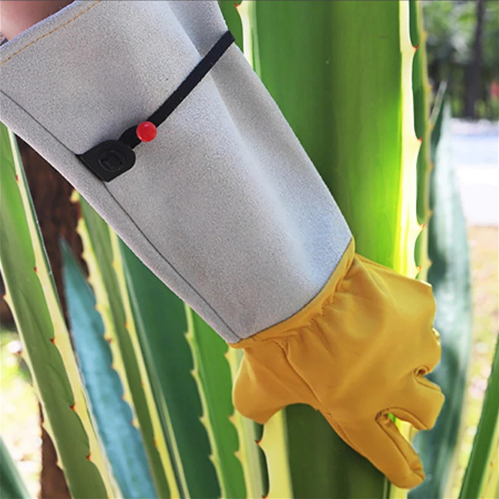 Guantes Jardineria Guantes largos de poda rosas for hombre y mujer, guantelete Floral cuero transpirable, codo protección laboral, 1 ud