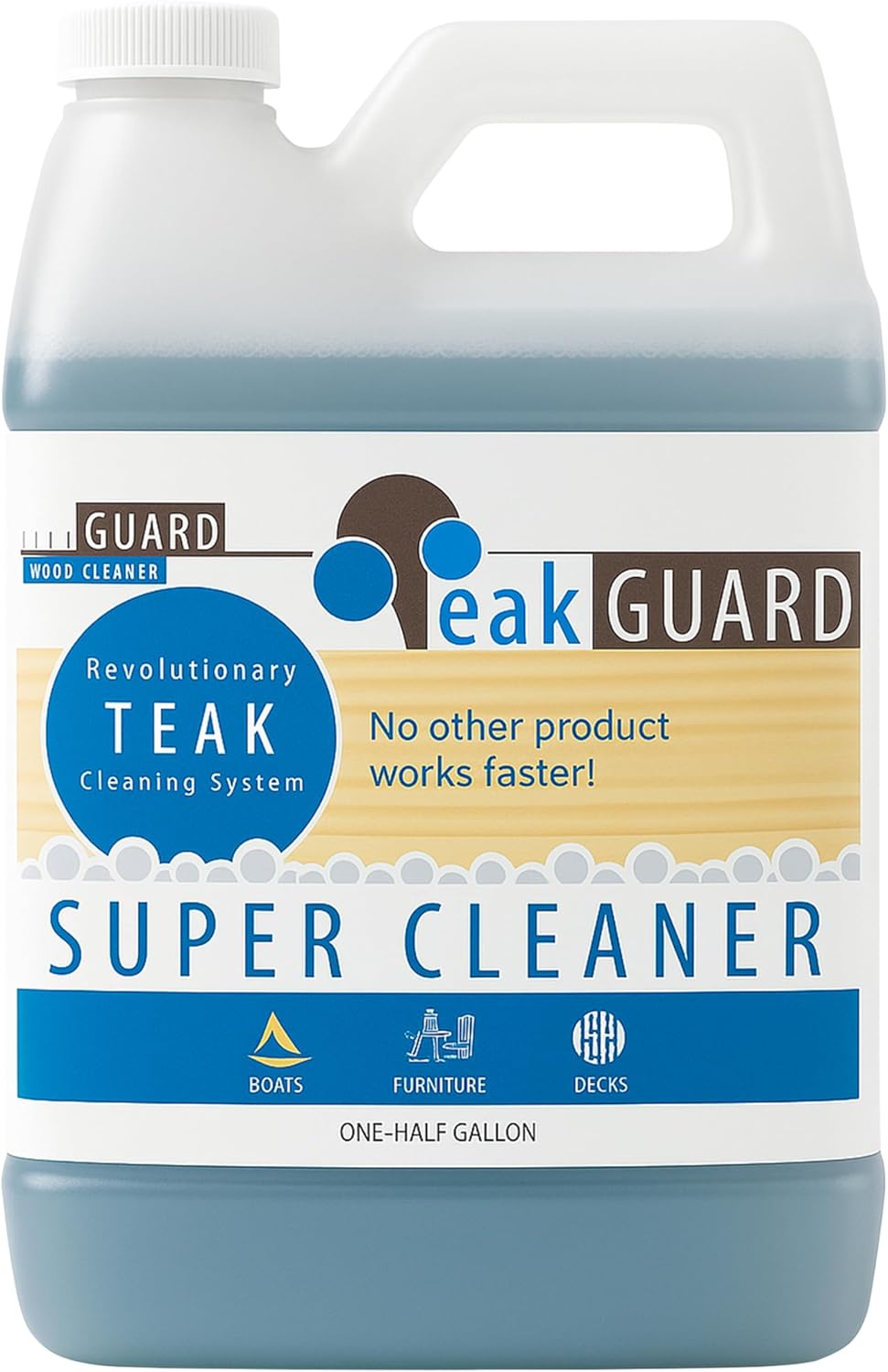 Teak Cleaner & Brightener, Pre-Finish Wood Cleaner for Outdoor Furniture & Boat Teak Surfaces, Deep-Cleaning Marine Restorer, Water-Based, Oil-Free, Easy-to-Use, 64 oz