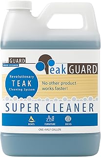 Super Cleaner, Pre-Finish Teak Cleaner and Brightener, Water-Based, Oil-Free Restorer and Protectant, Safe & Easy To Use Teak Brightener, Deep Cleanser for Outdoor & Indoor Wood Furniture, 64 oz