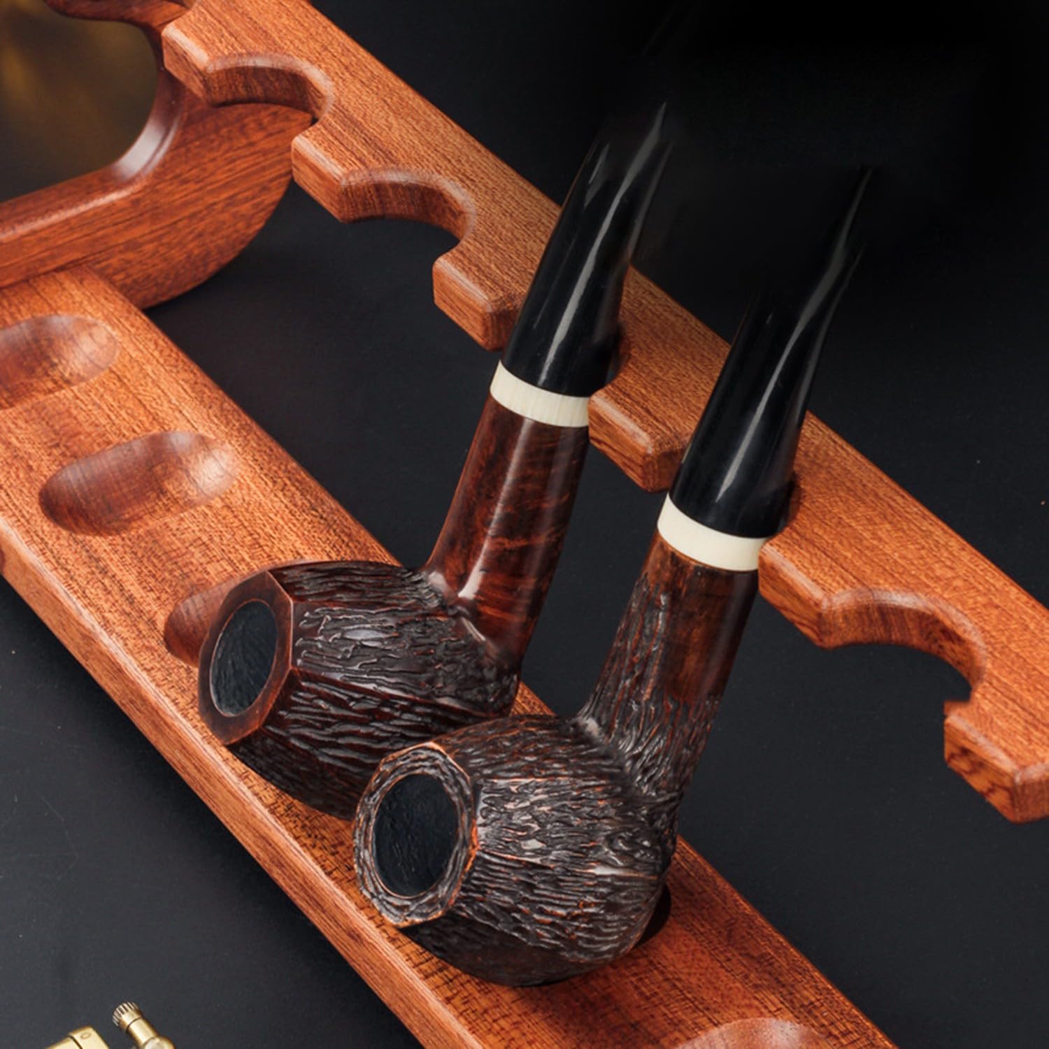 Espositore per Pipa in Legno per Tabacco per 8 Pipe per Tabacco, Supporto per Pipa per Tabacco, Portapipa in Legno Universale, Espositore con Venature del Legno Casa E Ufficio