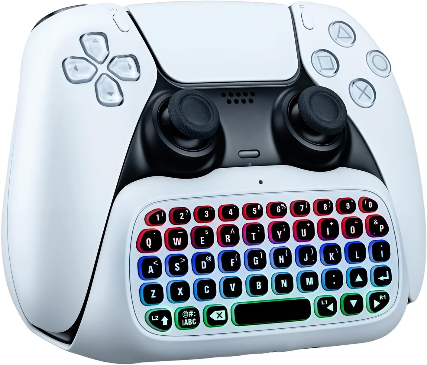 Mcbazel Wireless Mini Keyboard for PS5 DualSense & Edge Controller, Bluetooth Chatpad with Dynamic RGB Backlight, Built-in Speaker & 3.5mm Audio Jack, Rechargeable Message Keypad for PlayStation 5