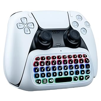 Mcbazel Wireless Mini Keyboard for PS5 DualSense & Edge Controller, Bluetooth Chatpad with Dynamic RGB Backlight, Built-in Speaker & 3.5mm Audio Jack, Rechargeable Message Keypad for PlayStation 5