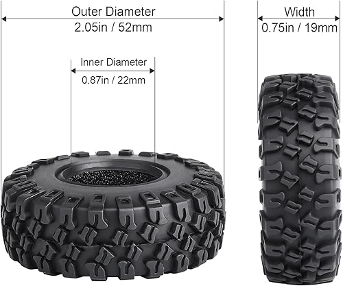 Miniatura 8 de HobbyPark Neumáticos de lodo SCX24 de goma blanda 1.0 Rock Crawler para 118 TRX4M 124 RC Crawler Axial SCX24 FMS FCX24 Enduro24 T1014