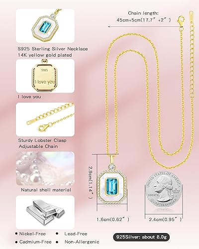 Miniatura 4 de Regalos para el día de la madre para esposa, collares de plata de ley, joyería cuadrada, perfecto para hija, mamá, novia, día de San Valentín,