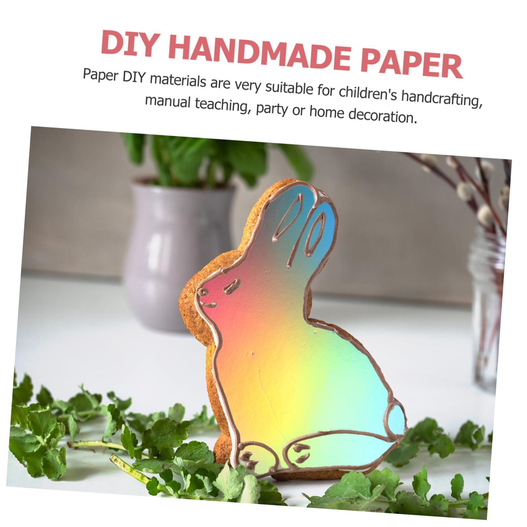 Operitacx 50 Papeles Decorativos Plegables de Cartón para Manualidades, Papel Holográfico Fácil de Usar, Formato Cuadrado A4 Adecuado para Proyectos Artísticos y Recortes