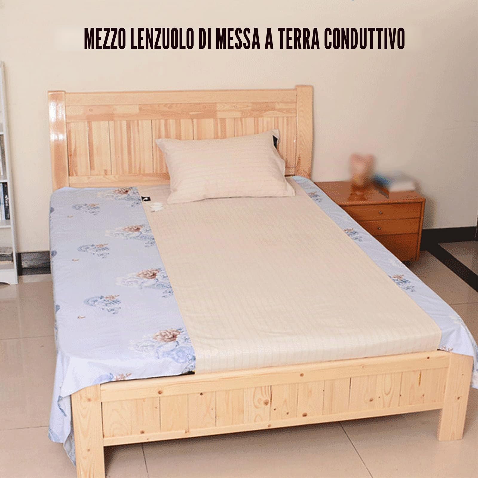 Lenzuolo con messa a terra, tappetino di messa a terra per un sonno migliore, comodo e traspirante, materasso antistatico con funzione di messa a terra (68 x 132 cm)