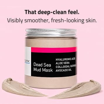 YEOUTH Dead Sea Mud Mask for a Visibly Purified and Refreshed-Looking Skin | Mud Face Mask With Hyaluronic Acid, Aloe Vera and Avocado, Deep-Cleansing Face Mask for Smoother Looking Skin, 8oz