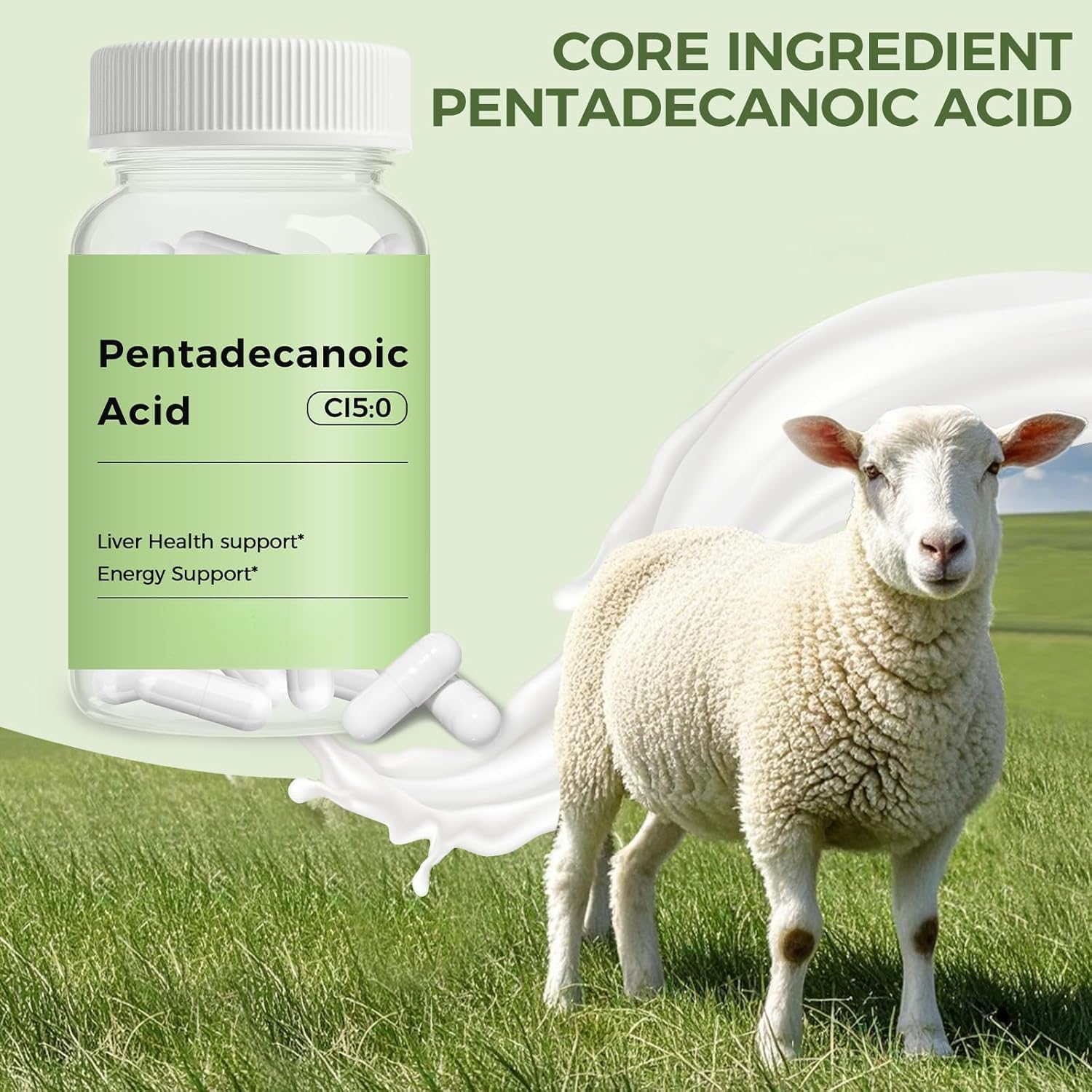 Acido pentadecanoico, per la salute cellulare, 2 pz | aumentare la vitalità cellulare quotidiana; ottimizzare la funzione metabolica; acido C15:0 naturale puro