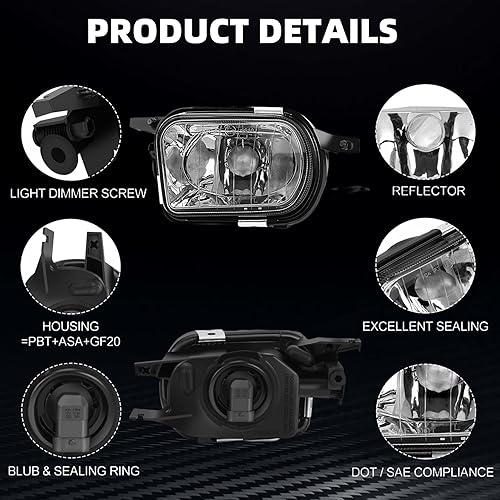 Miniatura 2 de TULALUX Faros antiniebla para Mercedes Benz C200 C230 C240 C320 C350 CL55CL65SL55SL65 AMG CL500 CL600 CLK320 CLK500 SLK350 Base SL500 SL550 SL600