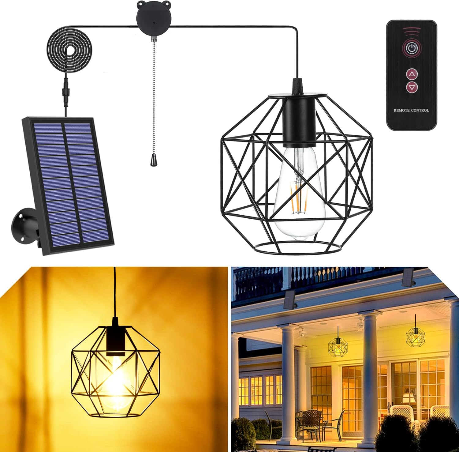 MEIHONG Solar Pendant Lights Outdoor Hanging Solar Lights, Waterproof