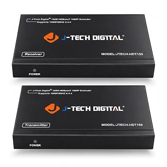 J-Tech Digital Long Range HDMI Extender Over Cat6 150m/492ft HDBaseT 1080P Extender PoC, Bi-Directional IR, Supports Dolby Digital, DTS, with EDID, CEC, RS-232 Passthrough JTECH-HDT150
