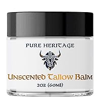Vista 1 de Pure Heritage Handmade Tallow Balm – Unscented Grass-Fed & Finished Moisturizer & Healing Cream Natural Care for Sensitive Skin, Eczema, Rosacea