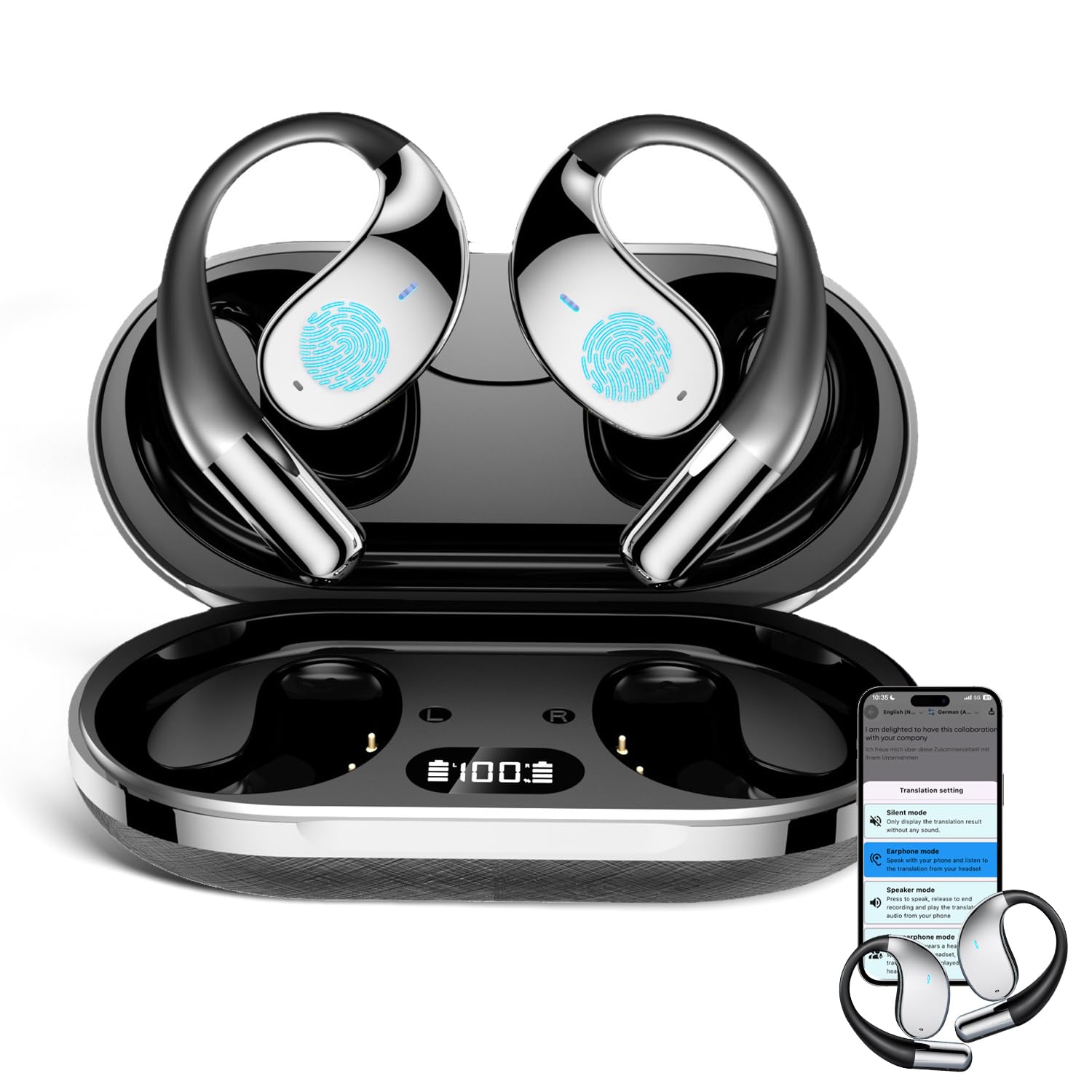 Ecouteur Traducteur Instantané,écouteur Traducteur De Langue,Traducteur De Langue Hy-t26 Pro,traducteur Vocal Instantané,équipé D'une Application AI,Casque De Traduction Prend En Charge 75 Langues