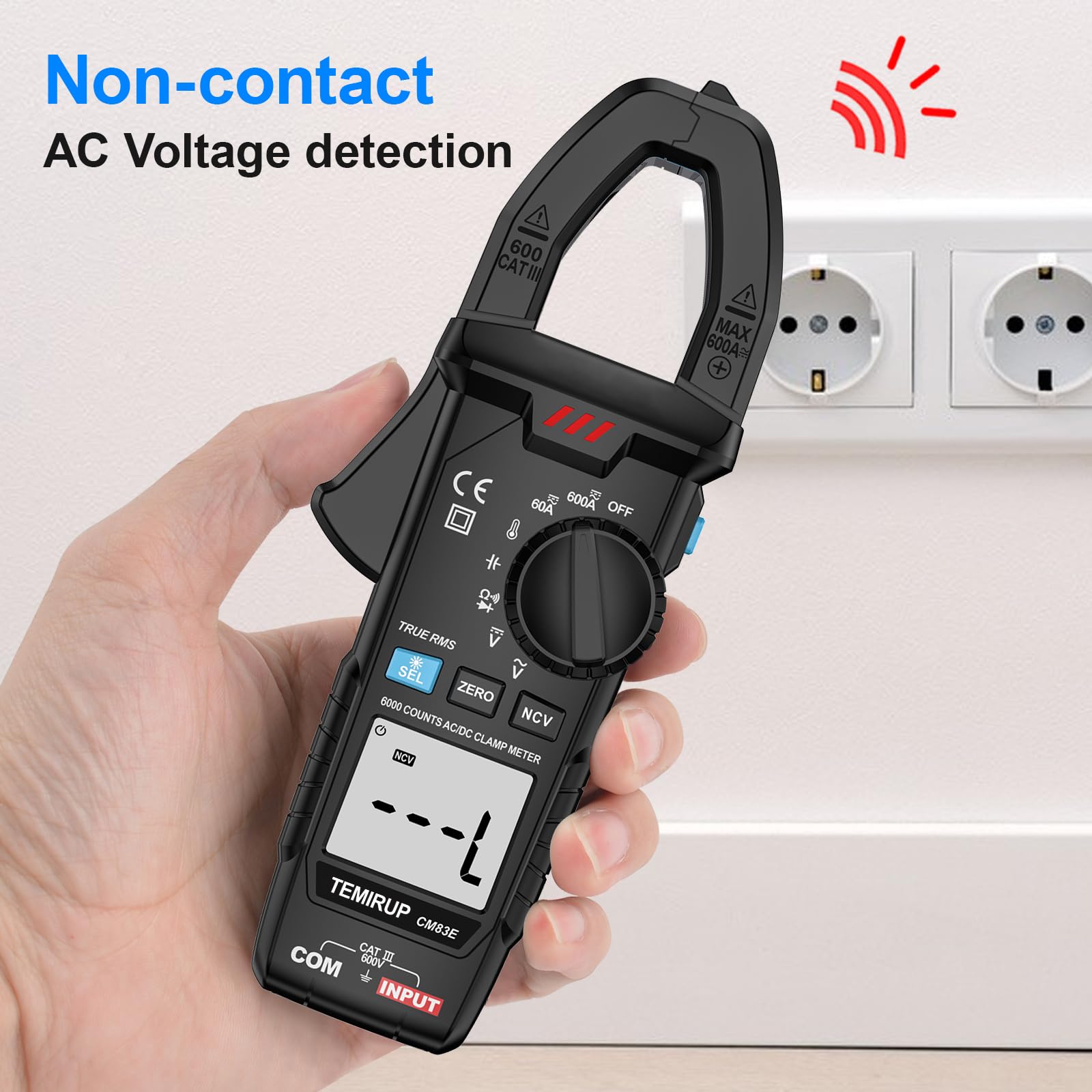 Clamp Meter 6000 Counts TRMS, 600A AC/DC Amp Meter, Multimeter Tester — Amazon image 3