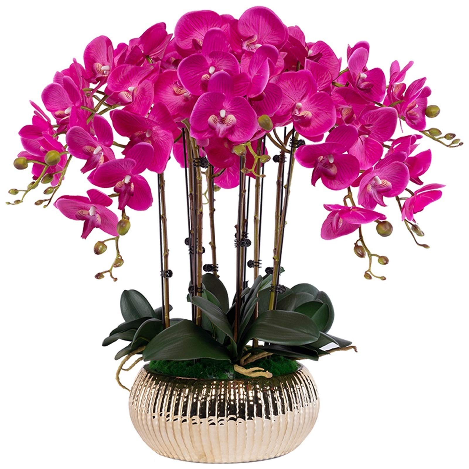 MYUYEE Artificial Flower In Pot Artificial Flowers Phalaenopsis With Planter Large Artificial Orchid In Vase Fake Flower Exquisite Home Decoration Artificial Plant Flower Arrang