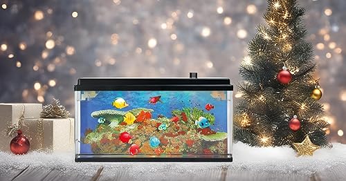 Miniatura 3 de Lightahead Acuario artificial, peces nadadores y tortugas marinas tanque con burbujas y LED multicolor de gran tamaño (peces y tortugas marinas)