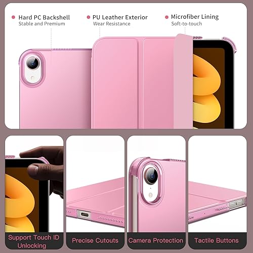 Miniatura 4 de MoKo Funda para iPad Mini 7 (A17 Pro) Generation Case 2024, iPad Mini 6 2021, funda delgada y ligera de 8.3 pulgadas de carcasa de PC con soporte de