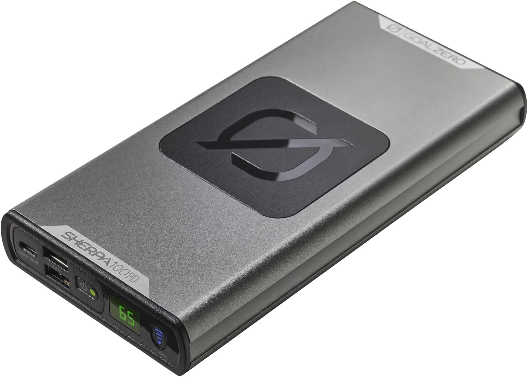 Goal Zero GZ22060 100 PD Powerbank 100 Wh 6400 MAh Powerful Flightsafe Compact USB-C PD AC Wireless Charge Pad Go Pro 17 Recharges Phone 10 Recharges Tablet 4 X Recharges Laptop 2 X Recharges, Grey
