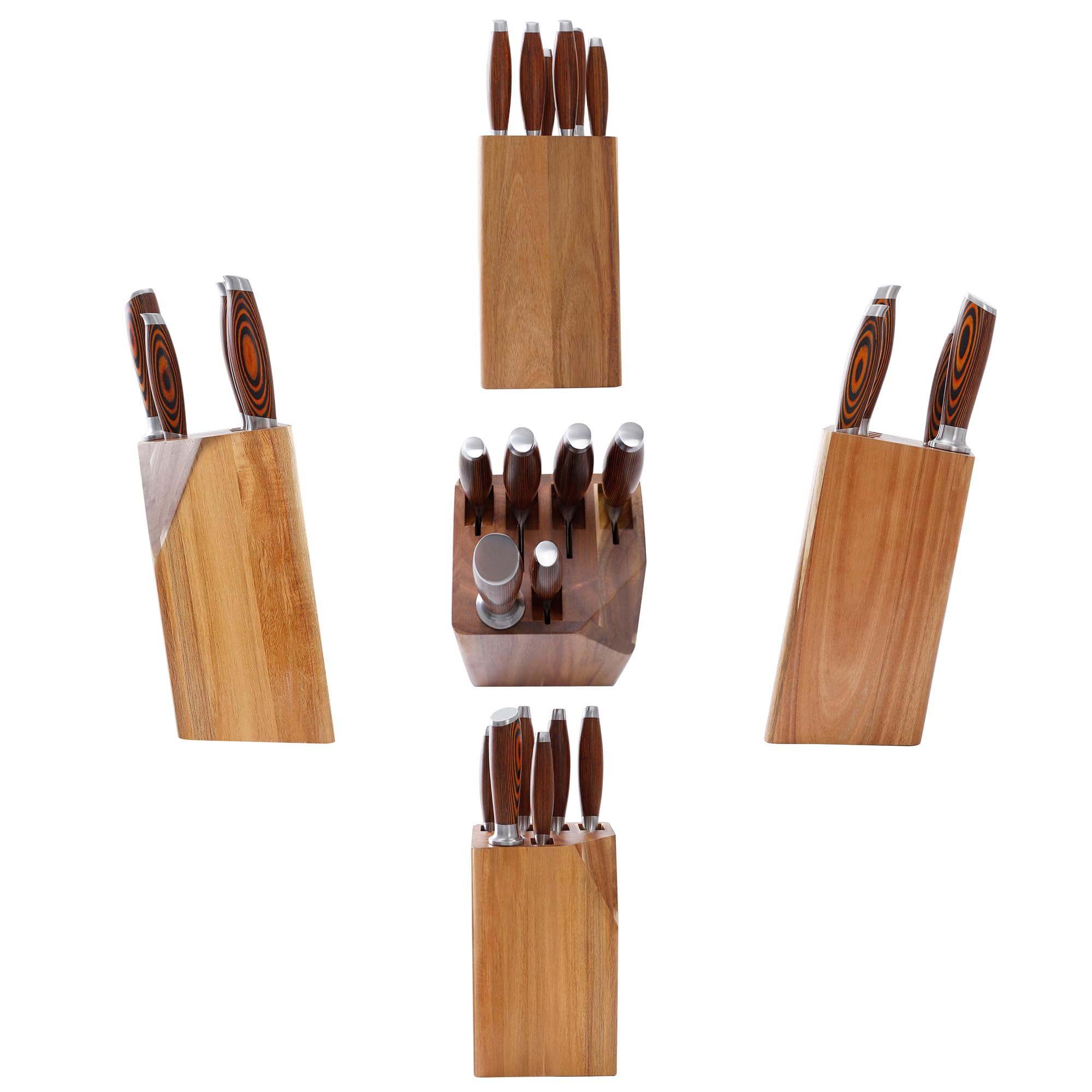 WILDMOK Set di coltello 7pc, Set di coltello tedesco Chef Chef, prezioso manico Pakkawood per Set di coltello da cucina