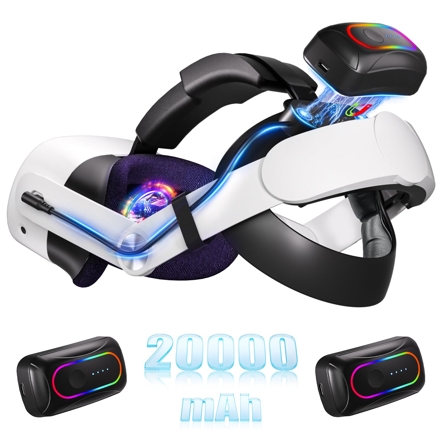 Amazon.com: 20000mAh Battery Head Strap Compatible with Meta