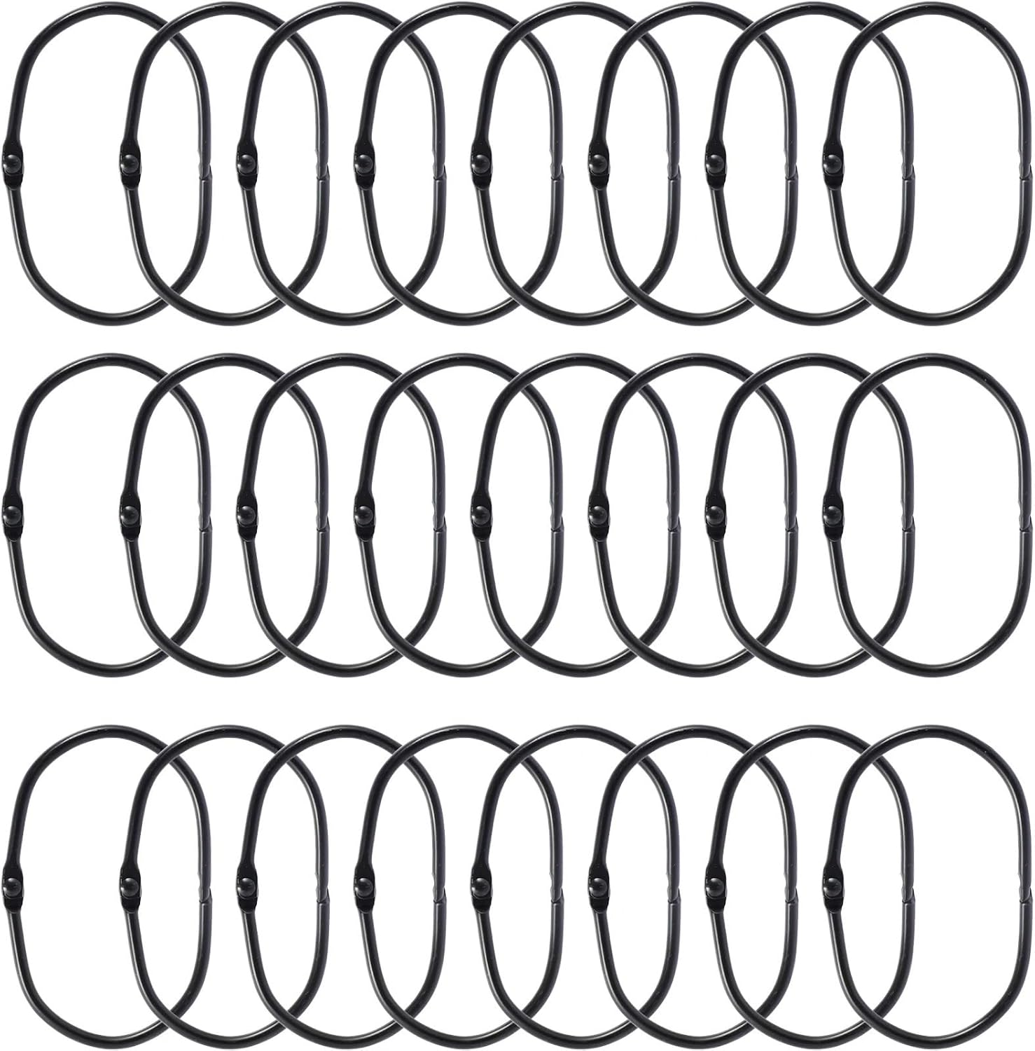 Curtain Rings 100Pcs Metal Shower Iron Shower Curtain Track Hooks Oval Shower Curtain Snap Joint(Silver)