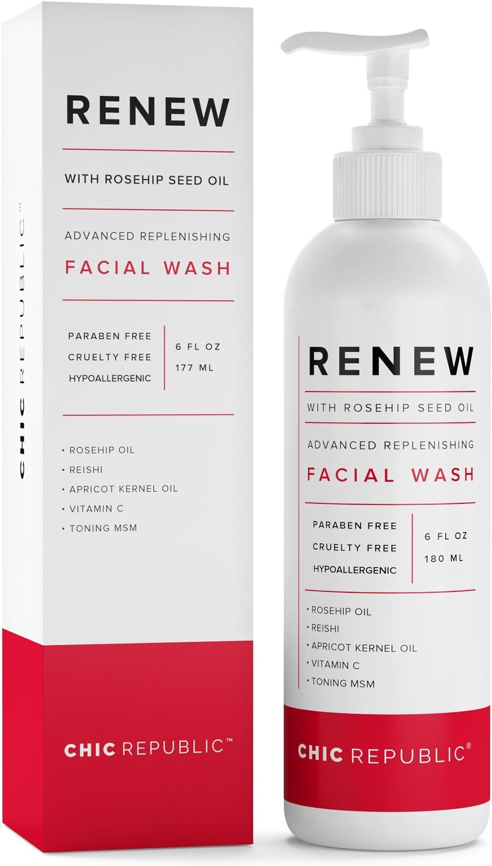 Anti Aging Face Wash with Rosehip Oil | Organic All Natural Skin Brightening Facial Cleanser with Vitamin C, Reishi, MSM | Hypoallergenic Natural Foam Cleanser Tones, Moisturizes, Unclogs Pores …