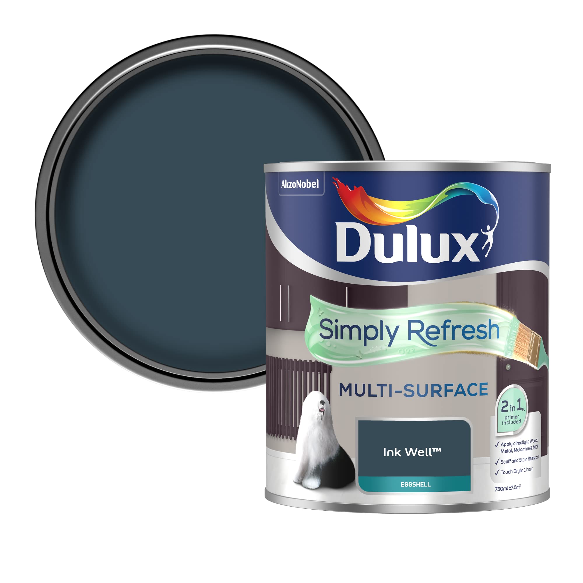 Dulux Simply Refresh Multi Surface Eggsgell Paint - Ink Well - 750ML