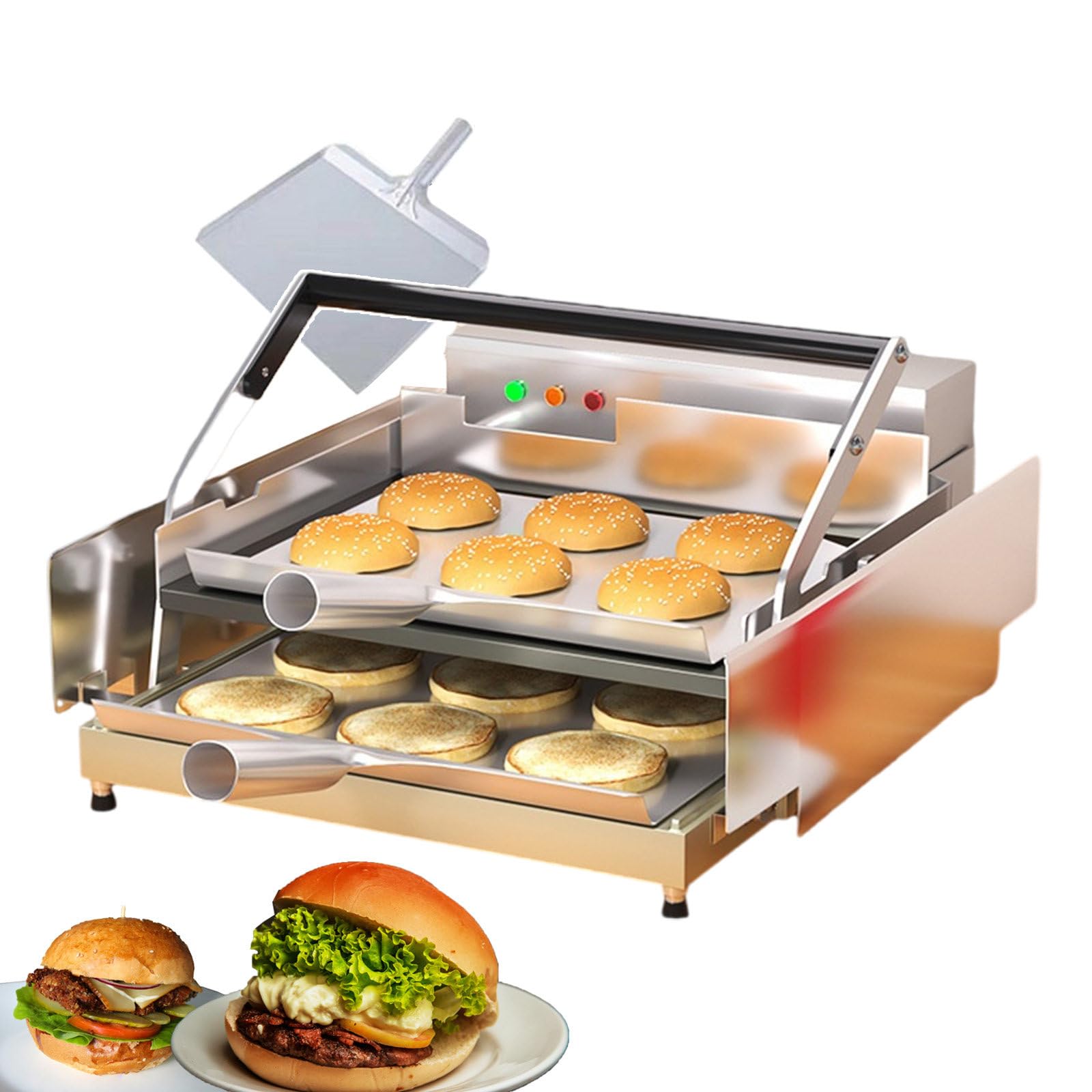 AYCDL Electric Hamburger Toaster, Double-Layer Grilled Bread Machine, 6 Burgers at a Time, Uniform Heating, for Home Kitchen Restaurant
