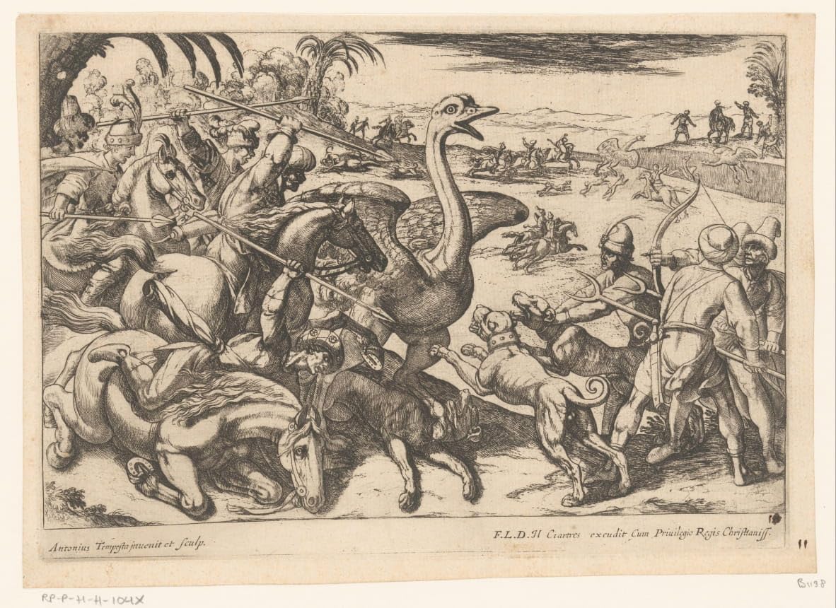Tableau La chasse autruches d'Antonio Tempesta impression musée