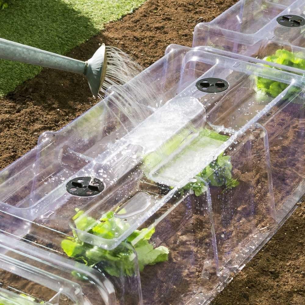 TERRE JARDIN - Tunnel de Forçage, 86 x 38 x 21 cm - Tunnel de Forçage Rigide, Transparent, Modulable, avec 6 Sardines de Fixation - Mini Serre Rigide Potager de Jardin avec Système de Ventilation