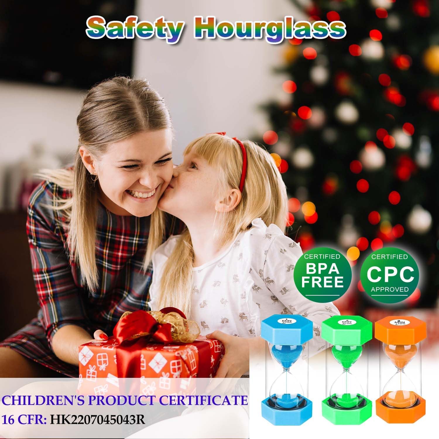 SuLiao Sand Timers 1m/2m/3m/5m/10 Minute,Plastic Hourglass Sand Timer for Kids,Colorful Large Hour Glass Clock,Visual Sandglass Set for Classroom Games Kitchen Office Desk(Pack of 5)