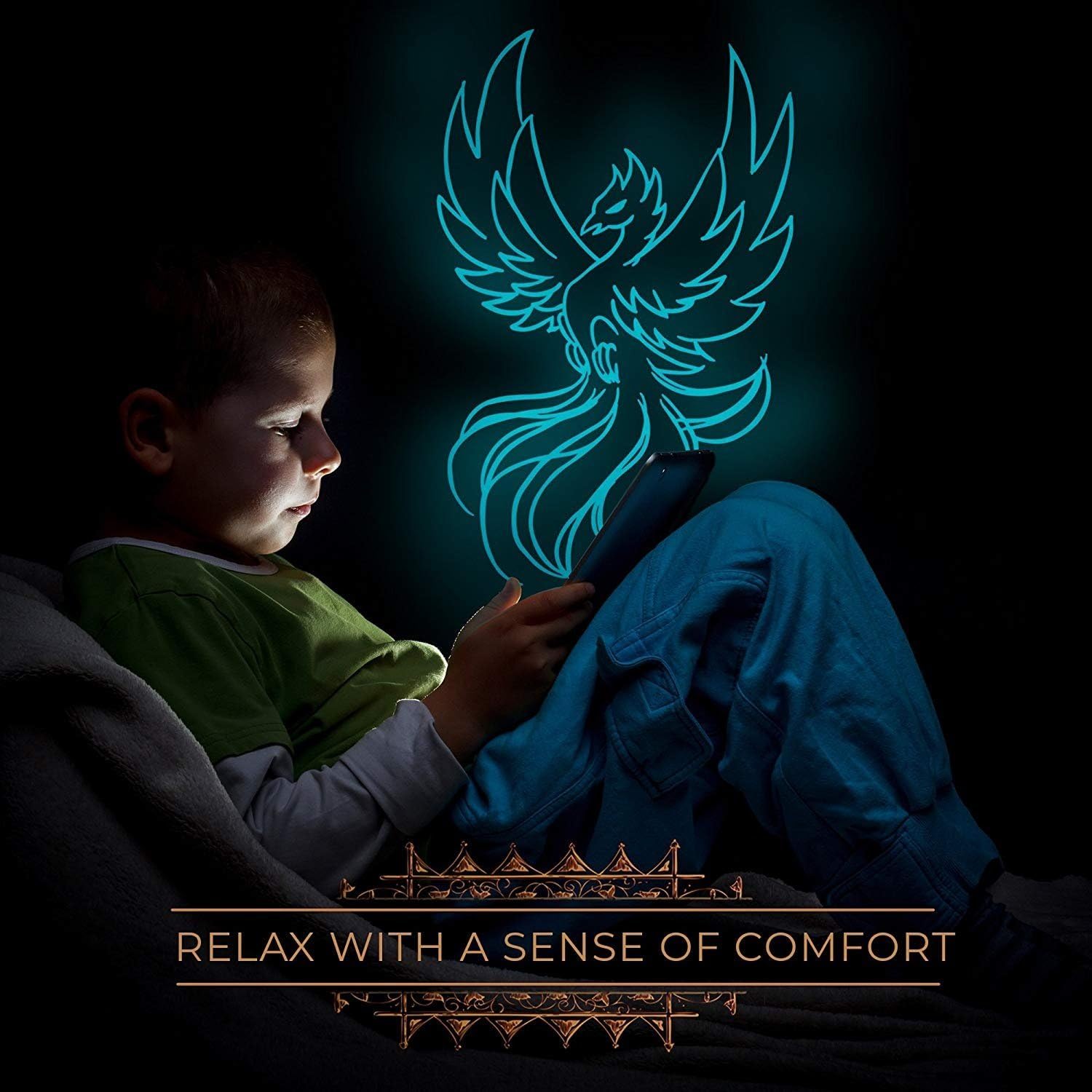 Glow in The Dark ​Phoenix​ Decal Sticker​ - ​Bright, Luminous Wall Stickers for Kids Bedrooms, Ceilings, Nurseries​ - ​Nighttime Glowing​ Mythical Bird ​Decorative Artwork for Boys and Girls Room