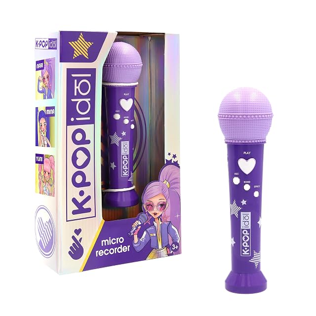 K-POP IDOL Juguete Musical Micrófono Inspirado en el K-Pop con Grabación de Voz, Sonidos Integrados para una Experiencia de Actuación Real Fans a Partir de 3 Años de Edad