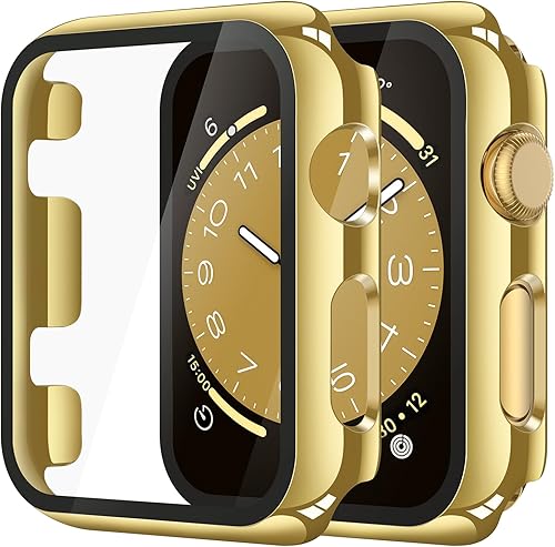 Miniatura 10 de Misxi Paquete de 2 fundas rígidas de policarbonato con protector de pantalla de vidrio templado compatible con Apple Watch Series 8 Series 7 de 1.61