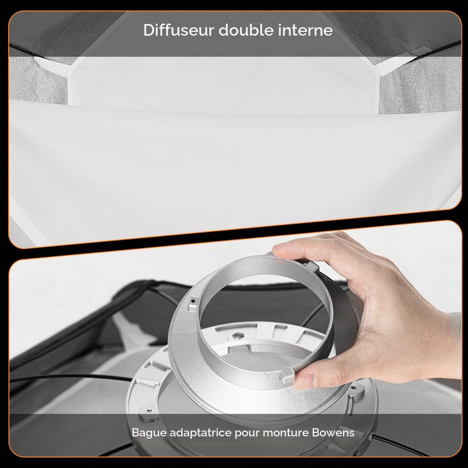 AMBITFUL FW95/37.4in Softbox Octagon Honeycomb Grid Bowens softbox, with Honeycomb Grid + Carrying Bag, for Bowens Mount Lamp (95cm)