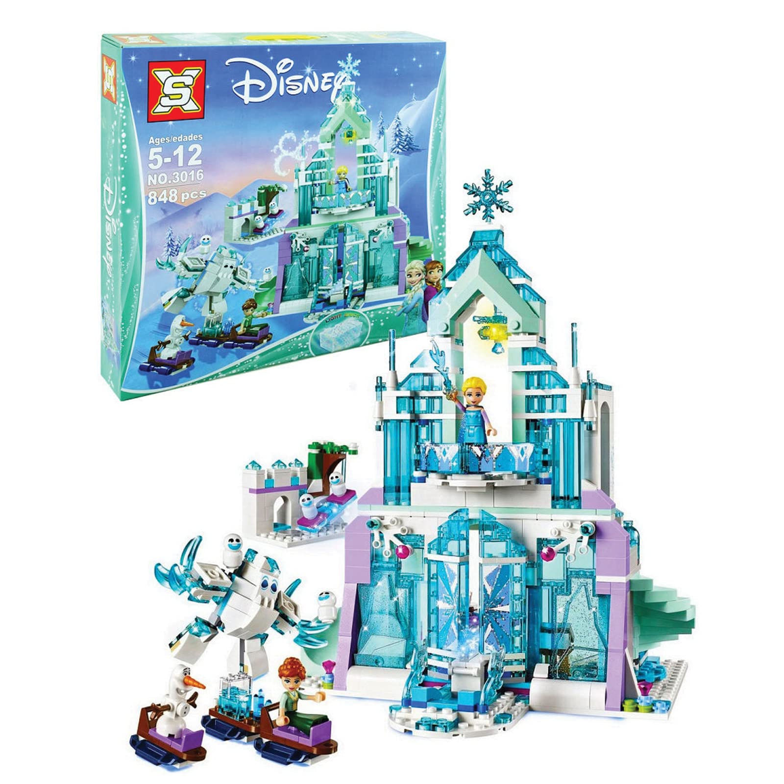 Ice castle frozen anna and princess Elsa’s home, Creative Building brick Blocks sets and constriction, Pre school education, brain activities skills development toys set gift for girls and boys