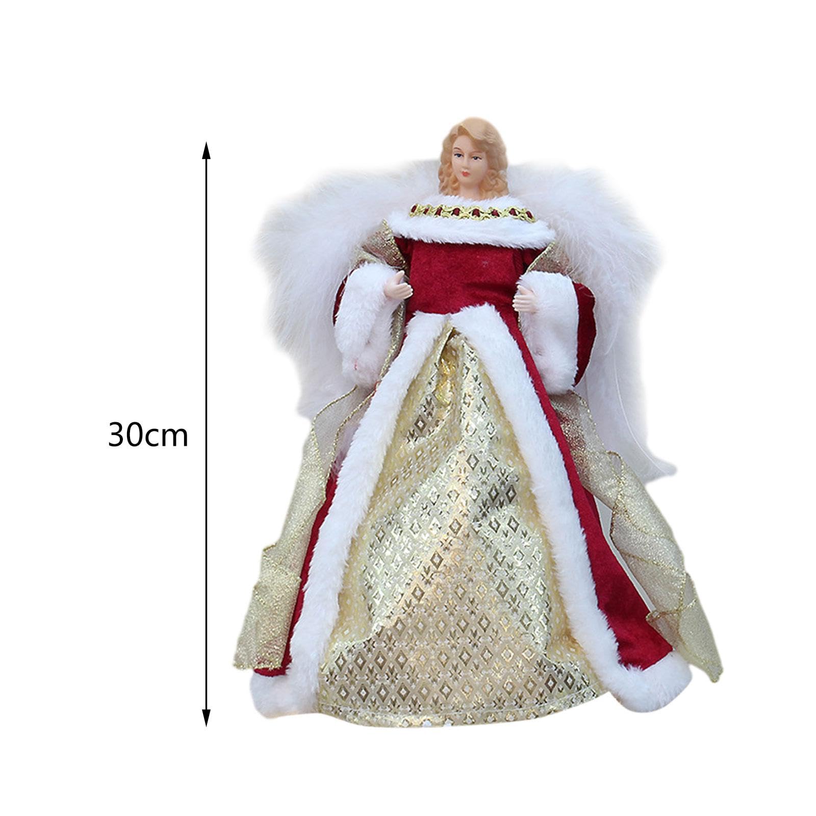 Amagogo Engel-Baumkronen-Figur/12 Zoll 30 cm Weihnachtsbaumspitze/Weihnachtsschmuck für Bar/Innen/Party/Schlafzimmer/Wohndekoration, Rot