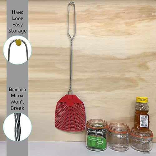 Miniatura 7 de Matamoscas para insectos y moscas  Mango extensible extra largo retráctil, paquete de 6 matamoscas  Interiorexterior  Matamoscas para control de