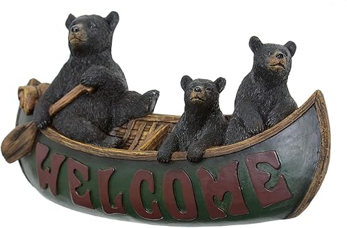 Miniatura 4 de Decoración de oso negro para el hogar, placa de pared de osos de bienvenida en canoa, decoración del hogar, oso de cabaña, letrero de oso de