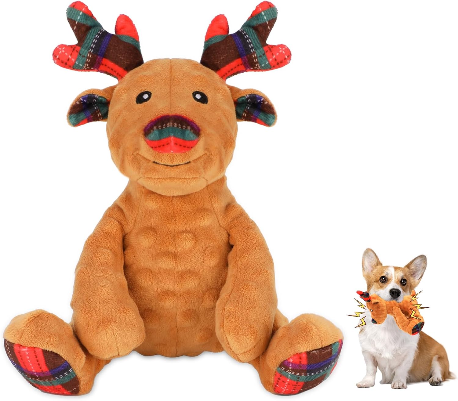 Pet Supplies Rypet Christmas Reindeer Dog Toys Durable Plush Dog Toys