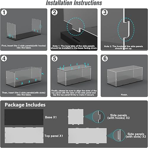 Miniatura 5 de Choowin Vitrina de acrílico para Lego Car Dodge Charger Batmobile Jazz Quartet - Caja de exhibición de acrílico transparente grueso para